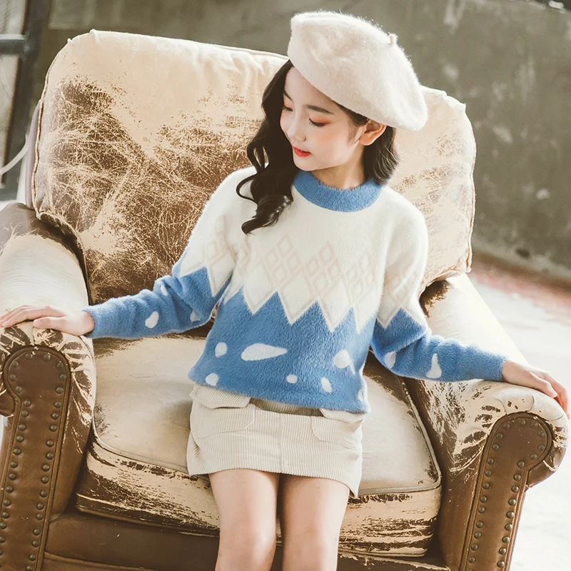 

Children Sweaters Autumn Fall Winter Soft Warm Baby Girls Clothes Top Pullover Outfits Teenagers Knitwear