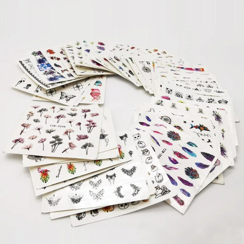 

50pcs Nail Art Stickers Water Transfer Sliders Nail Foils Animal Flamingo Deer Butterfly Nail Art Decorations Manicure Decals
