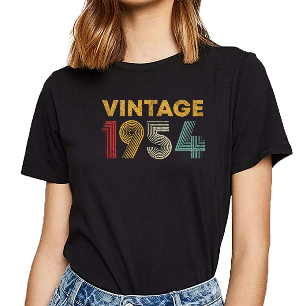 

Tops T Shirt Women 65th birthday vintage 1954 men women O-Neck Vintage Short Female Tshirt