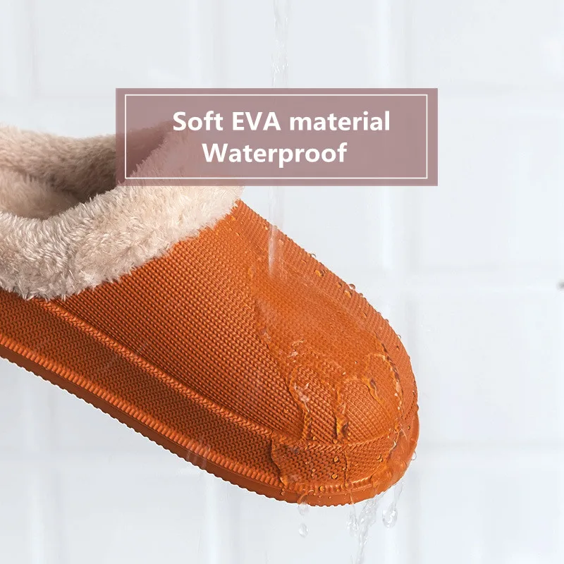 

Women slippers EVA indoor slippers with fur Waterproof Floor Slides Unisex slippers Plush Warm winter slippers Memory Foam shoes