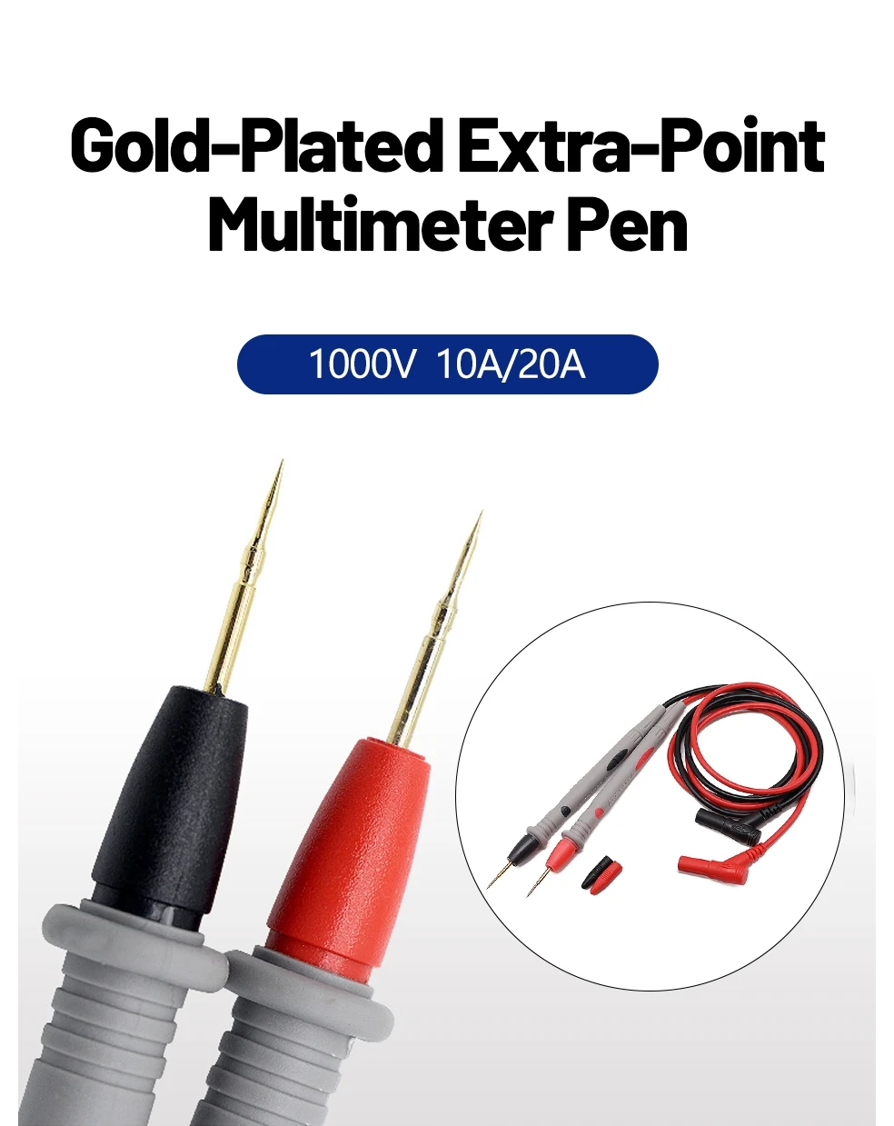 INGBONT 20A 1000V Multimeter Probe Test Needle Pin Digital Multi Meter Lead Wire Pen Cable Kit Multi Meter Voltmeter Tester Kit