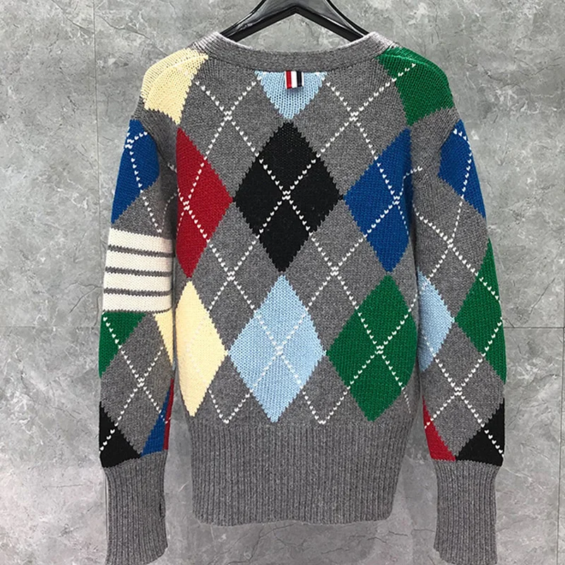 

2021 Fashion Brand Sweaters Men Women Slim Thick Cardigans Clothing Argyle Striped Wool Autumn Winter Casual Coat
