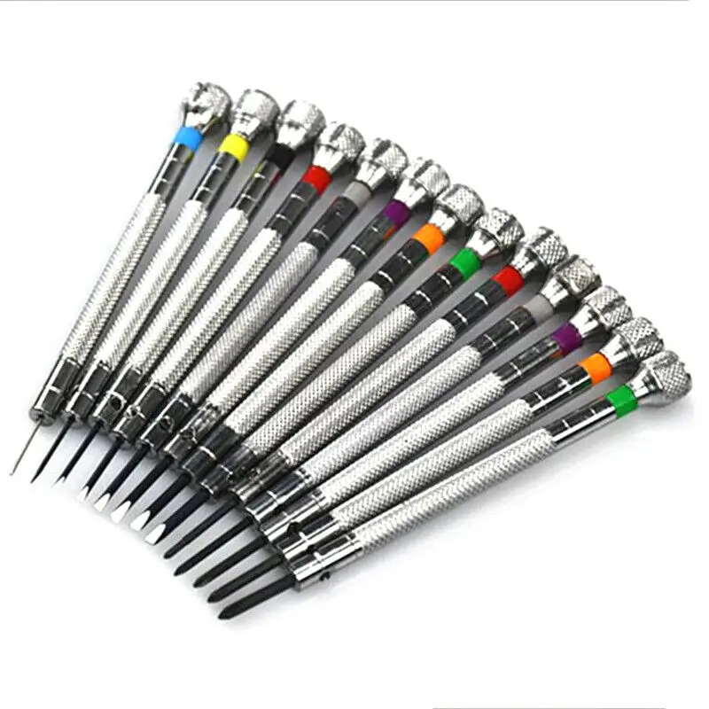 

13PCS 0.6-2.0mm Slotted Cross Screwdriver Set Professional Watchmakers Watch Repair Screwdrivers Tool Kit