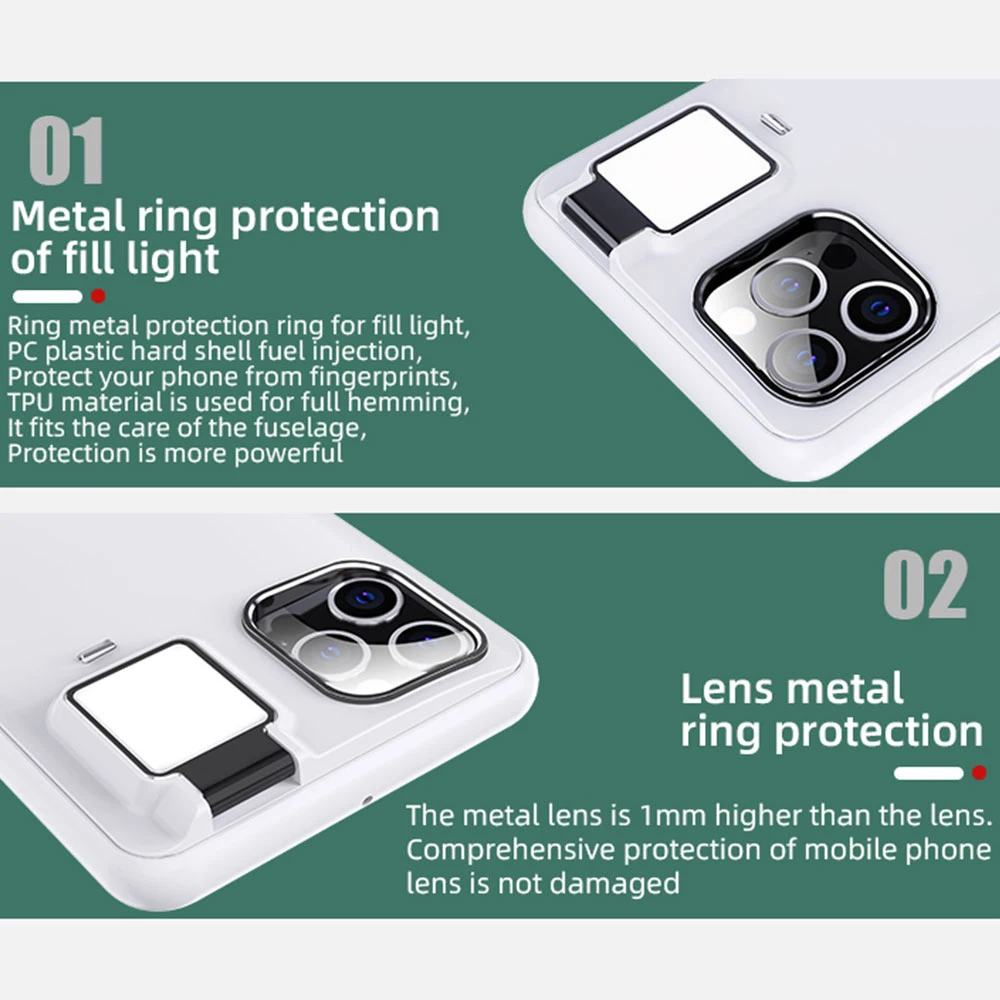 

Phone Case Smart Selfie Light Phone Case Slim TPU Built-in Battery Light Up Cellphone Case Cover for iPhone 12/12 Pro