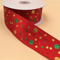 38mm 1025yards wired red ribbons with green tree for christmas webbing decoration new year gift wrapping 1 12