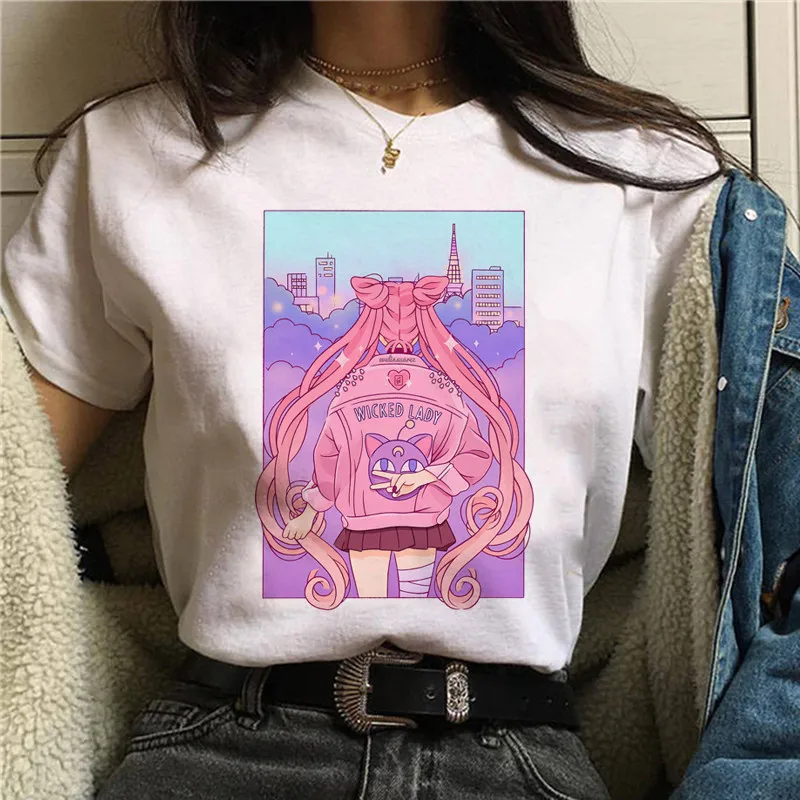 Harajuku забавная футболка Летняя новая модная женская короткий рукав мультфильм