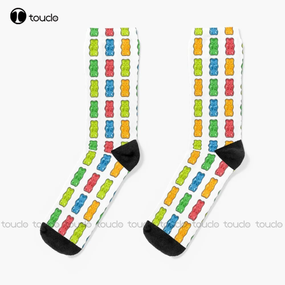 

Rainbow Gummy Bears Socks Basketball Socks Personalized Custom Unisex Adult Teen Youth Socks 360° Digital Printing Funny Sock