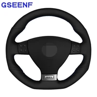 car steering wheel cover hand stitched black genuine leather for volkswagen vw golf gti 5 v golf r32 scirocco tiguan
