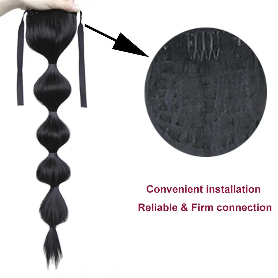 

Black Lantern Bubble Long Ponytail Ponytail For Women Drawstring Hair Accessories Fashionable Synthetic Ponytail