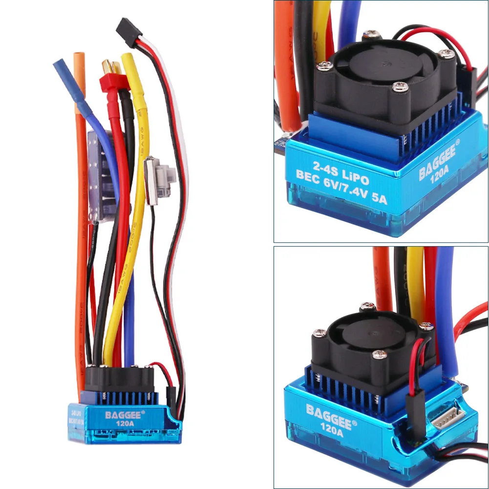 

Off Road Accessories Easy Install RC Car Brushless Motor Boat Multi Protection 120A Waterproof Electric Speed Controller Truck