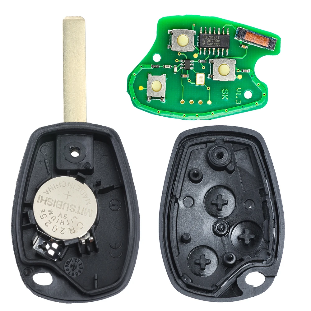 

KEYECU 10x Remote Key Fob for Renault Duster Modus Clio Twingo Dacia Logan Sandero 2 Button PCF7947 Chip 433MHz P/N: 7701209235