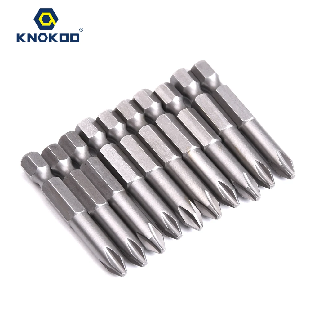 KNOKOO 1/4 Shank Screwdriver Drill Bit 50MM Length Phillips Head HEX6.35 Magnetic Screw Driver Bits 10pcs/lot