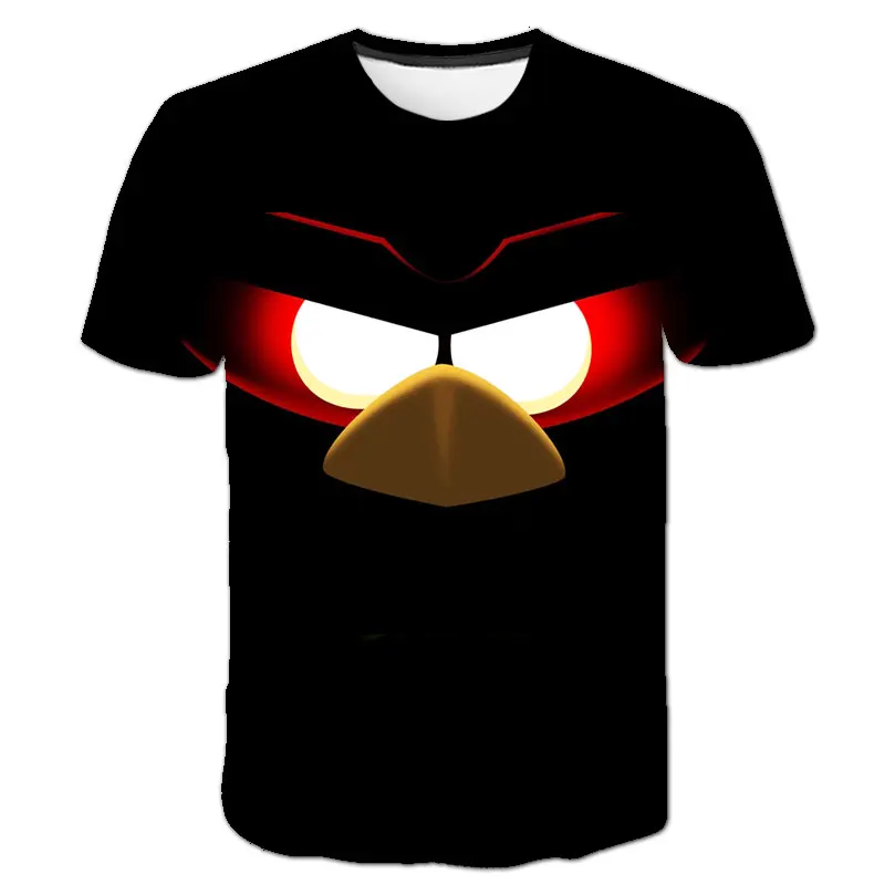 

2021Summer Novely 3DT Crew Neck Short Sleeve Fun Angry Birds Boys And Girls T-shirt soft And Comfortable