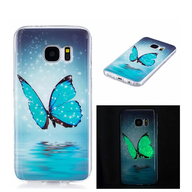 Чехол для телефона Glow UltraThin с бабочками из TPU для Samsung Galaxy S5 S6 S7 Edge S8 Plus J3 J5 J7 Prime A3 A5 A8 2016 2017.