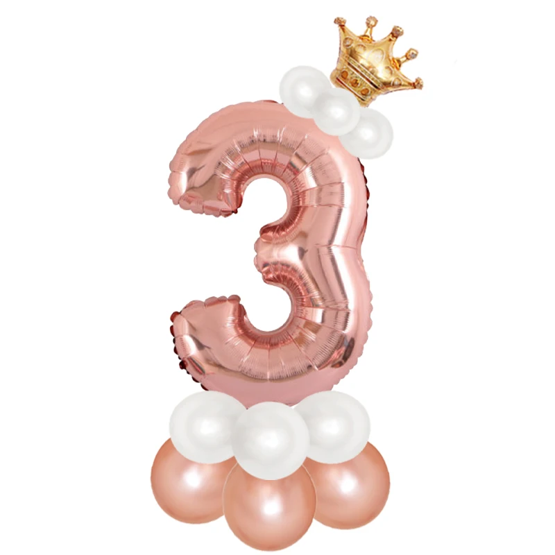 

14Pcs/set Rose Gold Number Foil Balloons Happy Birthday Balloons Baby Shower Kids Birthday Party Decorations Number Balloons