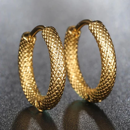 gold Новейшее Панк золото/серебро серьга-Кольцо из нержавеющей стали серьги в полоску Huggie серьги круг модные серьги для женщин мужские ювелирные изделия - Окраска металла: gold