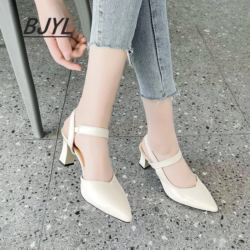 

Sandals women 2021 new summer high-heeled pointed toe Baotou fashion high-heeled shoes plus size women's shoes