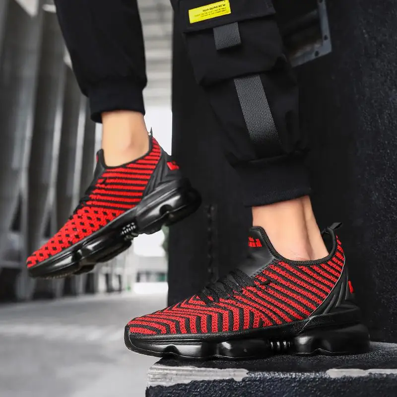 

2021 Shoes Men Running Shoes for Men Sport Shoes Shock Absorbing Casual Shoes Air Cushion Sneakers Flying Woven Shoes Trainers
