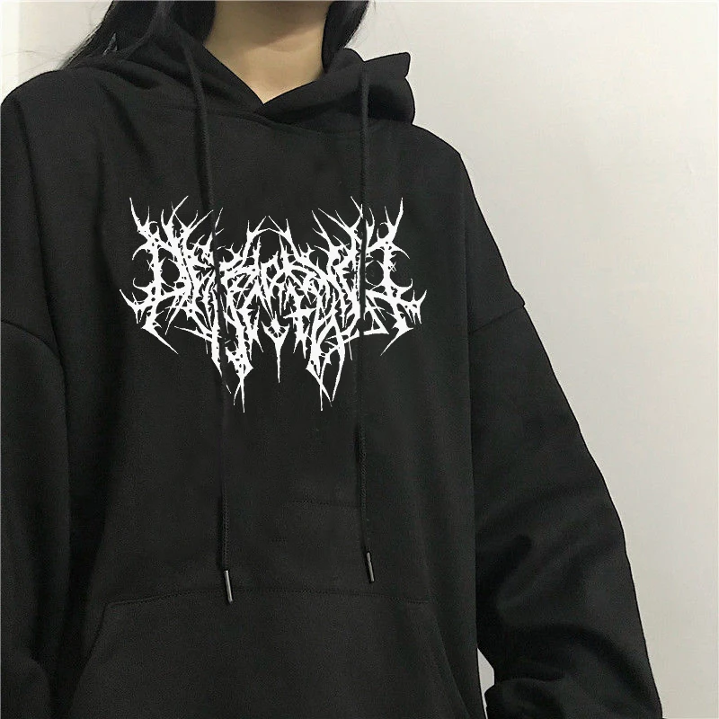 

Gothic oversized hoodie Long sleeve Harajuku sweatshirt women aesthetic Hip hop vintage friends winter clothes femme