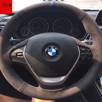 diy hand stitched leather suede car steering wheel cover for bmw 3 5 7 series x1 x2 x3 x5 x6 m4 interior accessories