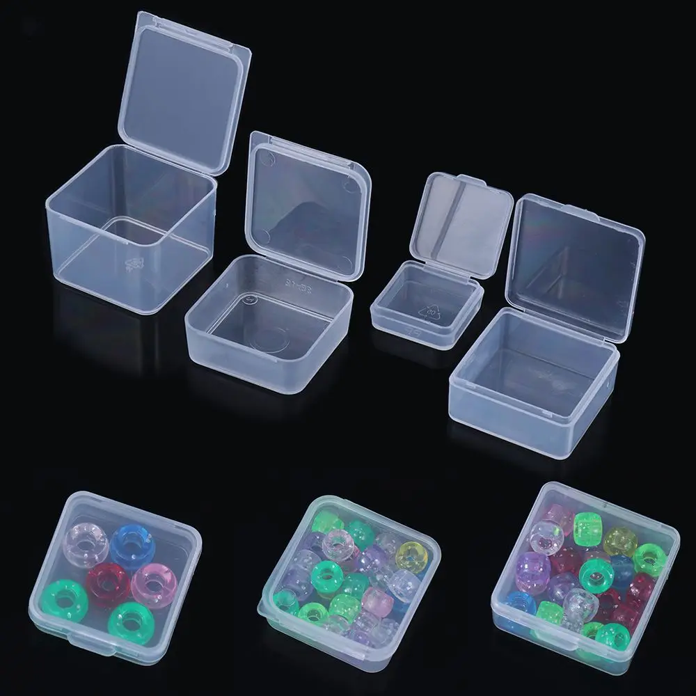

1Pcs Small Clear Rectangle Plastic Beads Jewelry Storage Box Small Items Crafts Hardware Storage Container Case Transparent