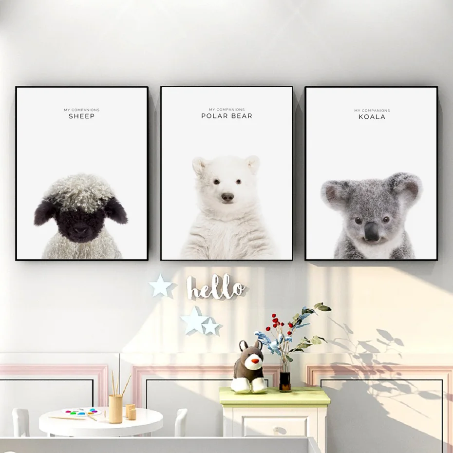 

Nordic Minimalism Small Fresh and Cute Animal Panda Zebra Elephant Poster Wall Art Print Printing Bedroom Children's Room Home D