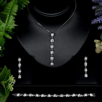 sederyla cubic ziron dubai necklace earring bracelet 3pcs for women floral bridal accessories wedding party dress jewelry sets