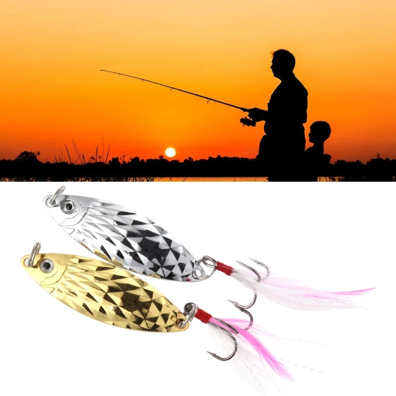 

7g Fishing Sequin Artificial Baits Hook Metal Spoon Lure Fur Spinner Paillette 87HF