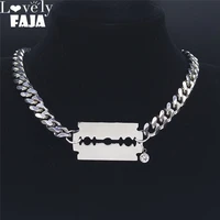 punk blade crystal stainless steel choker necklace jewelry making womenmen chain necklaces jewelry daft punk collier nxs03