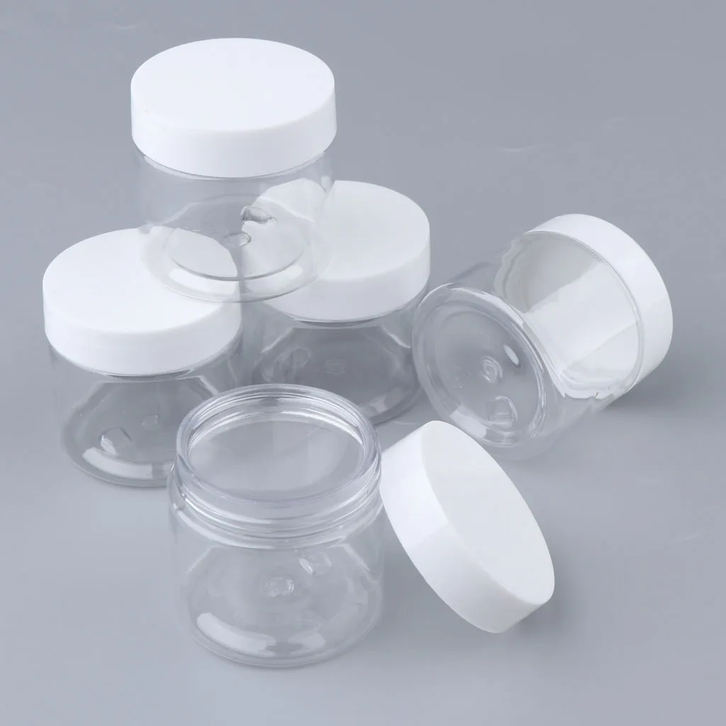 

5 x 50g Cosmetic Empty Jar Pots Makeup Cream Lip Balm Container Pot Clear