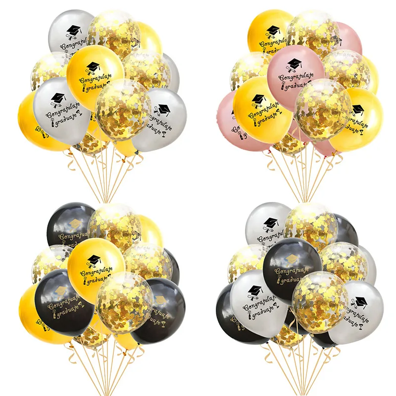 10/15pcs/lot 12inch Congratulate Graduate Bachelor Cap Printed Latex Balloons Graduation Party Decoration Supplies Air Globals