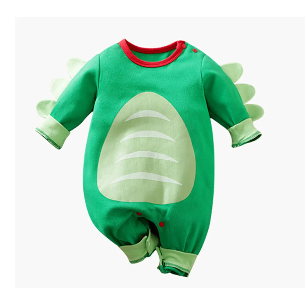 Cartoon Babay Romper Newborn Boy Girls Clothes Dinosaur Print  Infant Bobysuit Spring Cotton Costume Kids Jumpsuits Patchwork