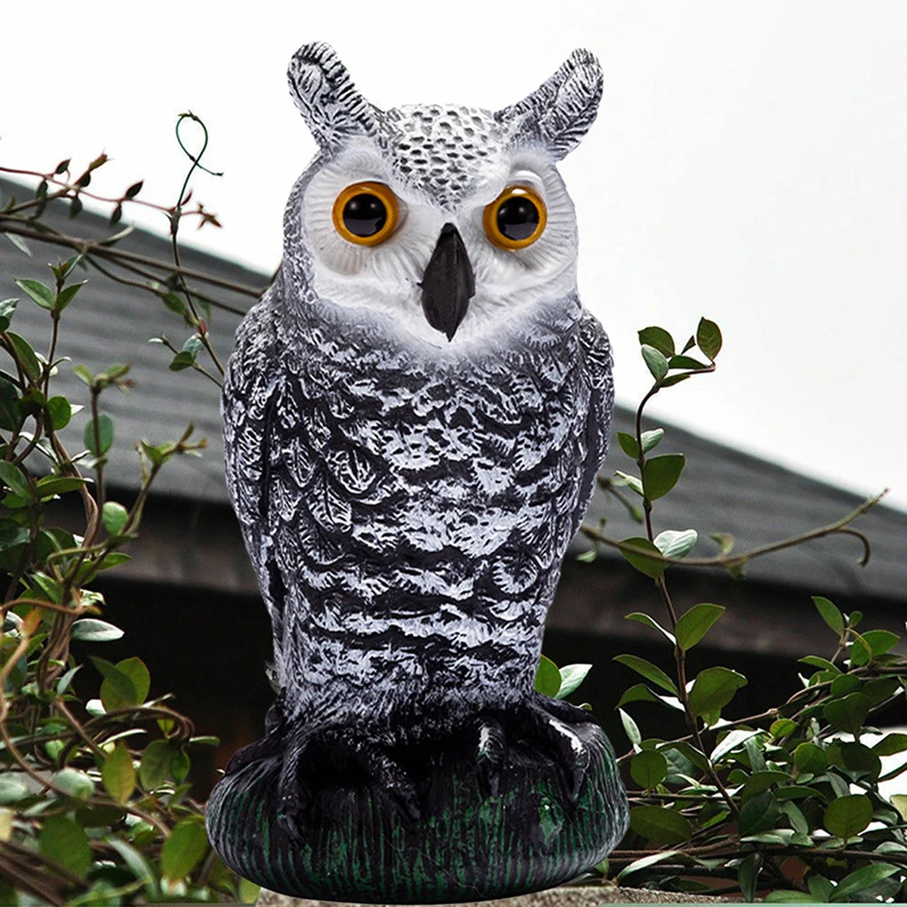 

2PCS Owl Scarecrow Sculpture Bird Scarecrow Fake Horned Owl Decoy for Garden Yard Outdoor Scare Birds and Other Pests