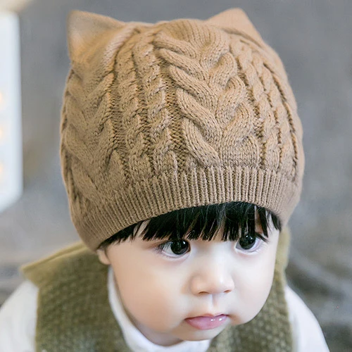 brown hat Зимняя шапка с помпоном, шарф, комплект для маленьких мальчиков, шапки, шарфы для детей, детская шапочка, шапка для девочек, HT19018 - Цвет: brown hat
