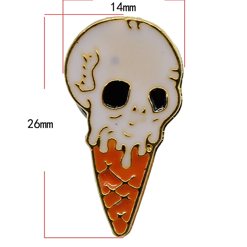 Классическая эмалированная V-образная заколка с изображением мороженого черепа