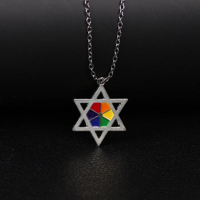

Retro Necklace Female Rainbow Hexagon Star Zinc Alloy Pendant Bohemian Style Fashion Jewelry Men And Women Gifts 2020 New