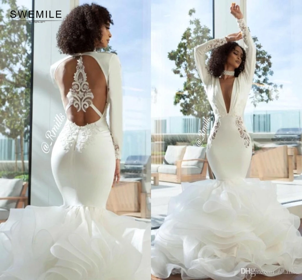 Vestidos De Gala, сексуальное длинное платье с открытой спиной для выпускного вечера, великолепные многоуровневые платья с оборками внизу, платья для выпускного вечера с v-образным вырезом, вечерние платья