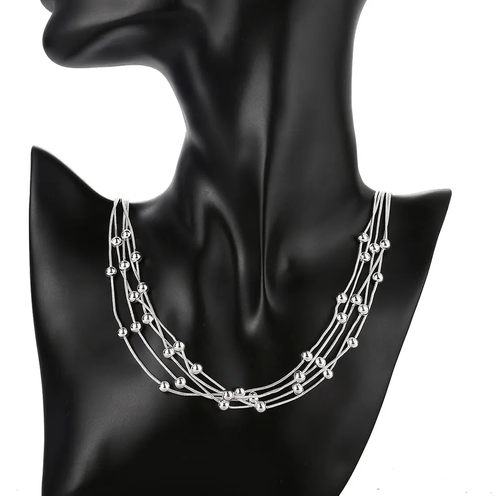 

INALIS Five Lines Simple Spherical Fashion Necklace Silver Color Necklaces For Women Jewelry Gift New Arrival Best Selling