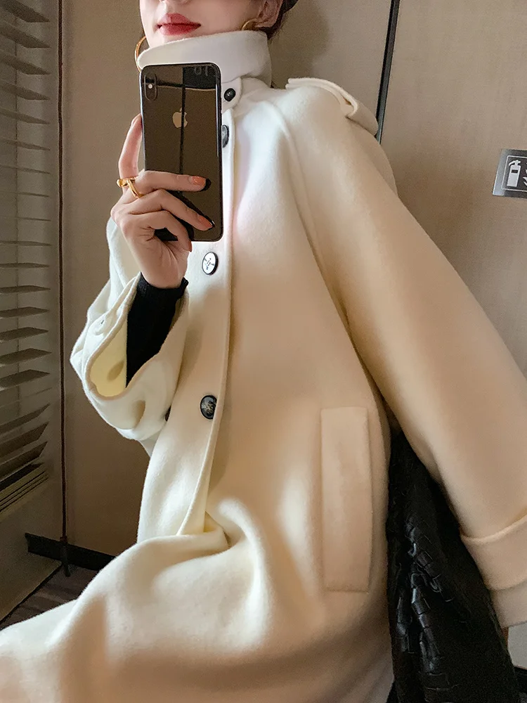 

Cashmere double-faced woolen coat for fall/winter 2021 new cape loose coat