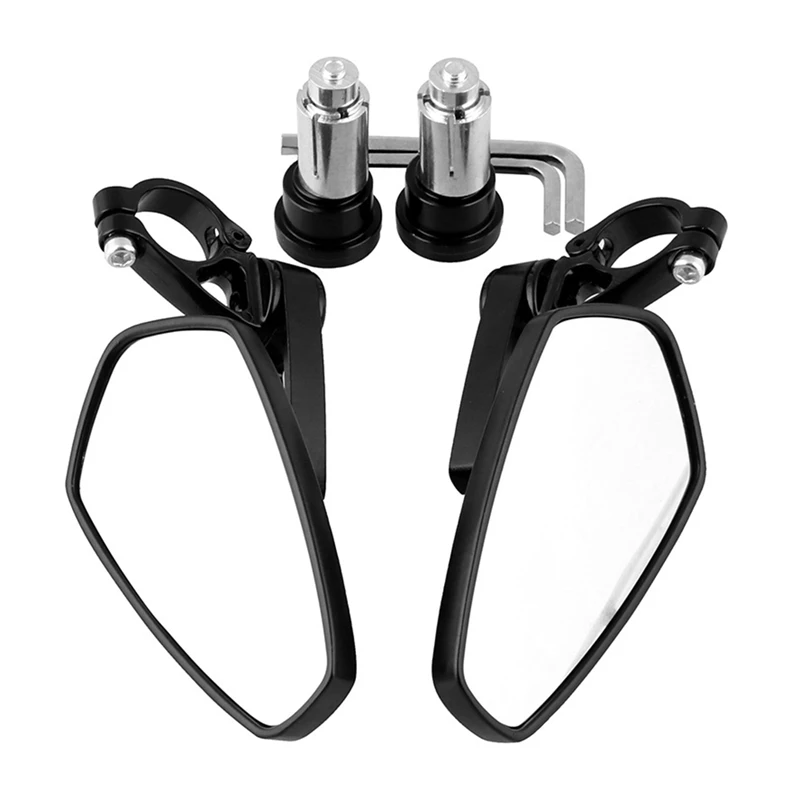 

1Pair 7/8Inch 22mm Universal Motorcycle Aluminum Rear View Black Handle Bar End Side Rearview Mirrors