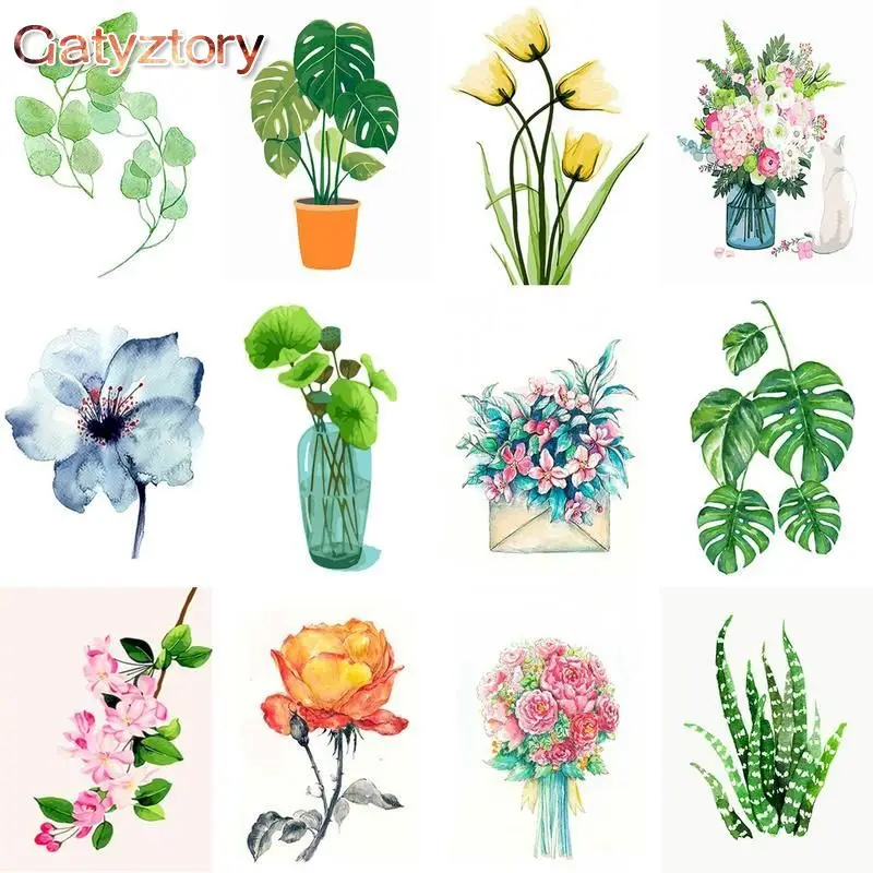 GATYZTORY DIY Painting By Numbers HandPainted Unique Gift 40x50 Plant Flower Paint By Number HandPainted Home Decor Art Picture