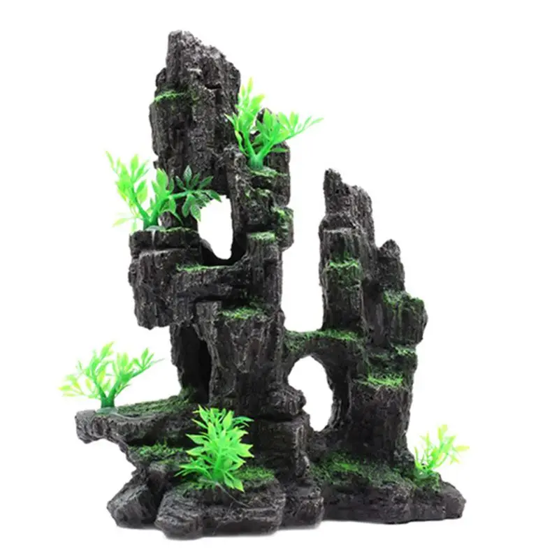 

2020 New Mountain View Aquarium Rockery Ornament Hiding Cave Stone Fish Tank Landscape