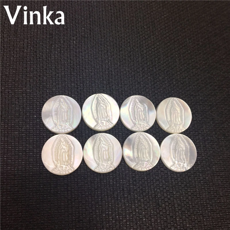 10 шт./лот 14 мм Натуральная перламутровая раковина Дева Мария DIY ювелирные