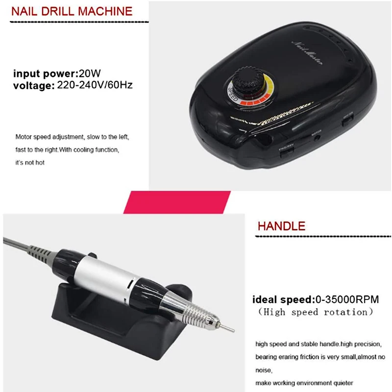 Профессиональная электрическая дрель для ногтей 35000 об/мин портативная