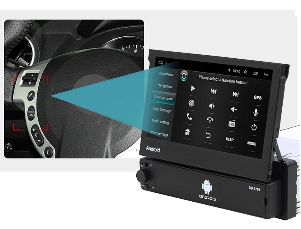 7 дюймов Android 8,1 автомобильный радиоприемник 1 Din MP5 плеер+ Wi-Fi, gps Bluetooth AM/FM карта Оффлайн мультимедиа Playercam