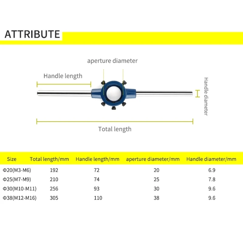

Multi-Size Die Wrench Steel Die Handle Wrench for M3-M6 M7-9 M10-11 M12-16