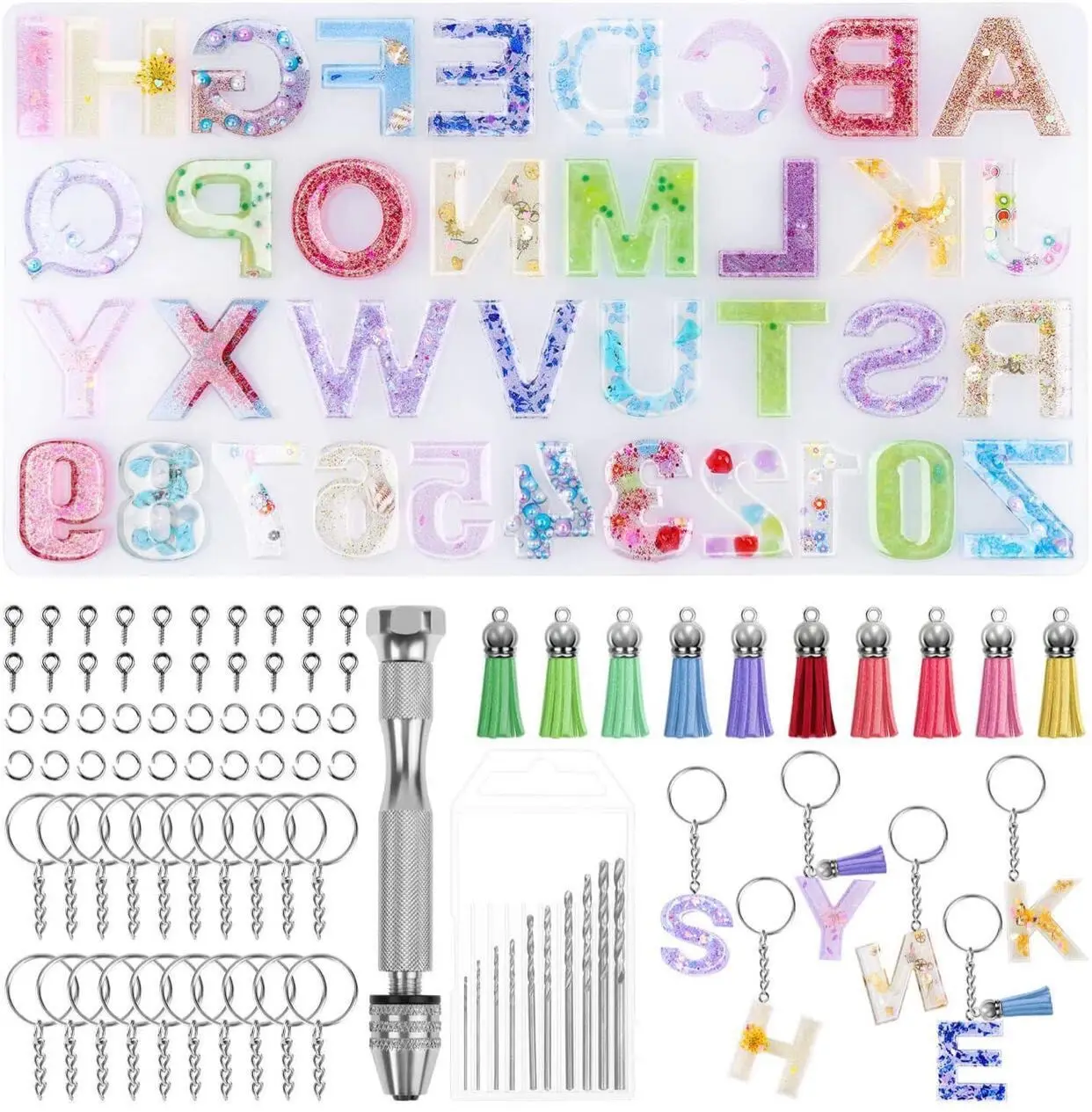 

Crystal Epoxy Resin Mold Alphabet Letter Number Pendants Casting Silicone Mould DIY Crafts Keychain Making Jewelry Tools 1 Set
