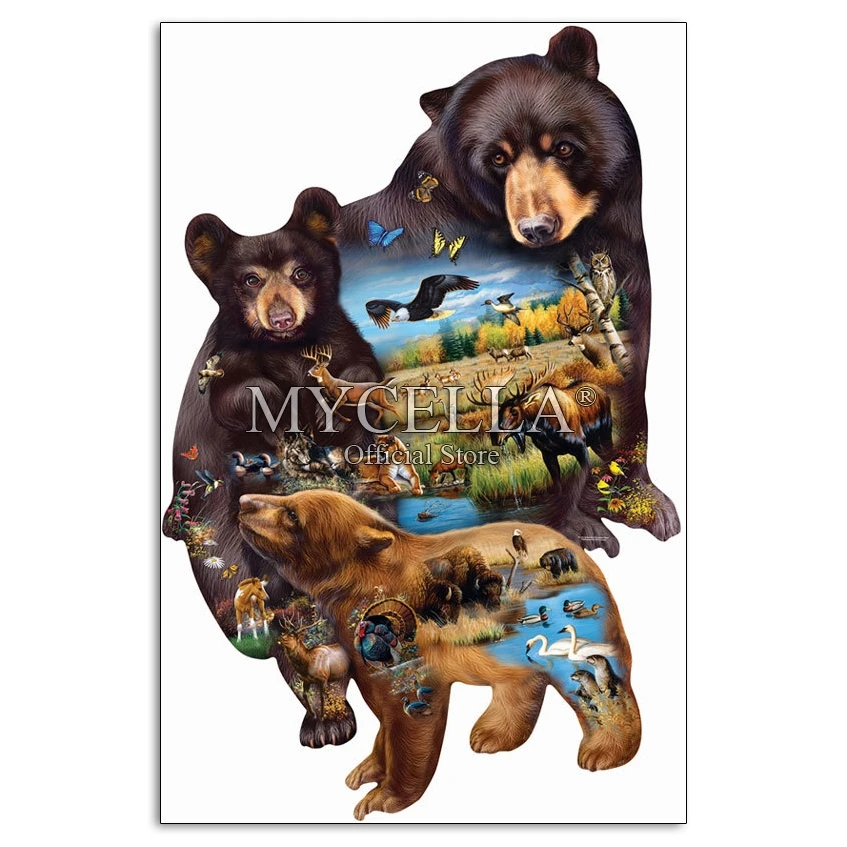 Животные 5d Сделай Сам алмазная живопись медведь Семья мозаичная картина из