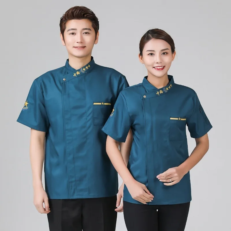 

Clothes Women's Short Sleeves Summer Thin Fattening Increase Hotel Cake Baking Catering Kitchen Back Kitchen Clothes