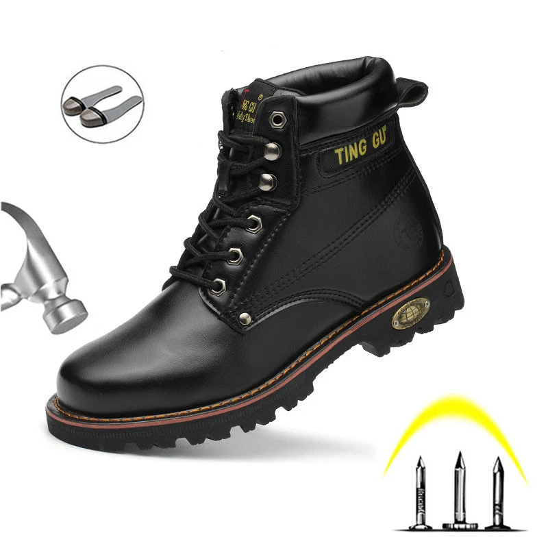

Men's Motorcycle Safety Work Boots High-Top British Wind Smash-Proof And Puncture-Proof Work Shoes Casual Outdoor Hiking Boots